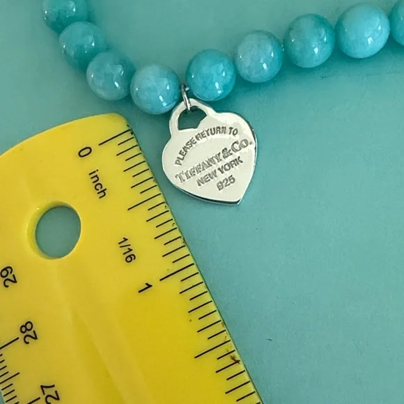🩵7 1/2” Tiffany & Co. 8mm Bead PRTT Heart Tag Bracelet - Picture 10 of 12